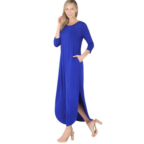 Brilliant sapphire boho blue slip maxi dress - Picture 4 of 4